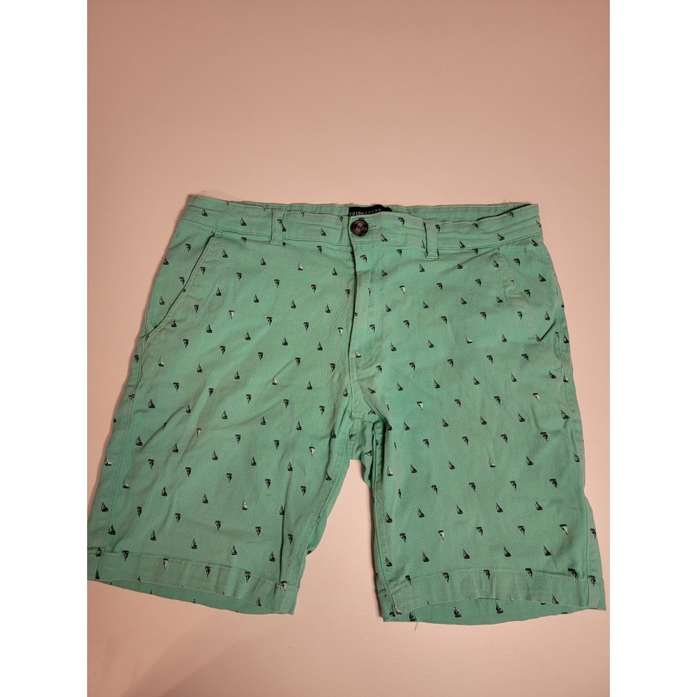 Knickerbocker Mens‎ 34 Flex Shorts Mint Green Sailboat Nautical Chino 9 Inseam